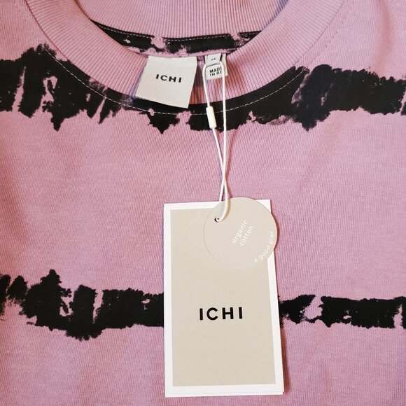 NWT ICHI Organic Purple with Black Abstract Stripes Crew Sweatshirt Size M - Picture 4 of 10